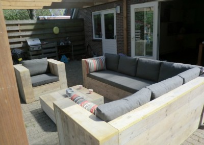 Lounge set met plofkussens. Stof Sunbrella Dark -Taupe